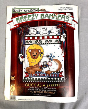 Daisy Kingdom Banner Christmas Peace On Earth Easy Craft Quilt Panel Lion Lamb